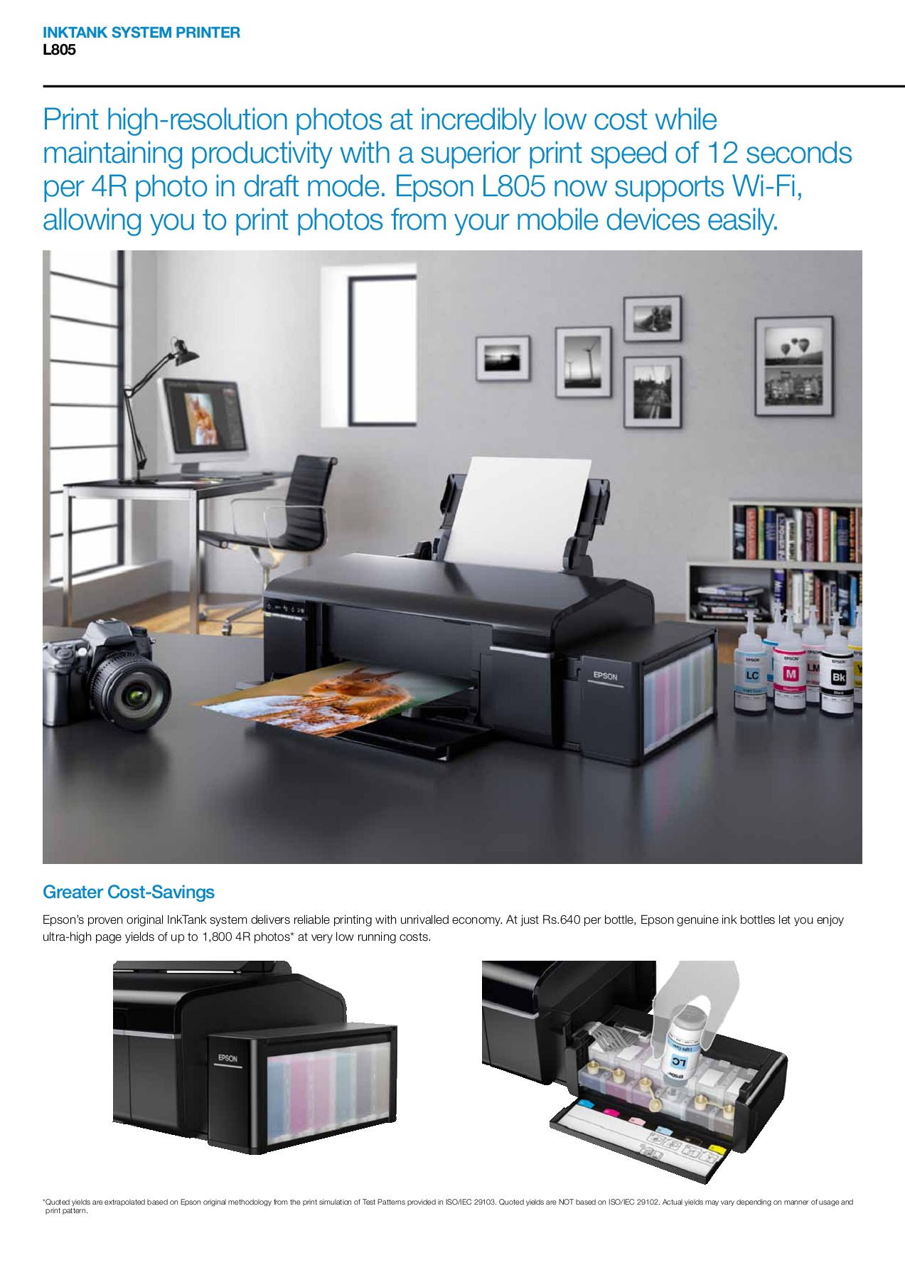 epson l805 printing cost per page