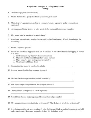 Chapter 13 Principles Of Ecology Study Guide Answer Key - Study Poster