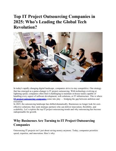 Top IT Project Outsourcing Companies in 2025