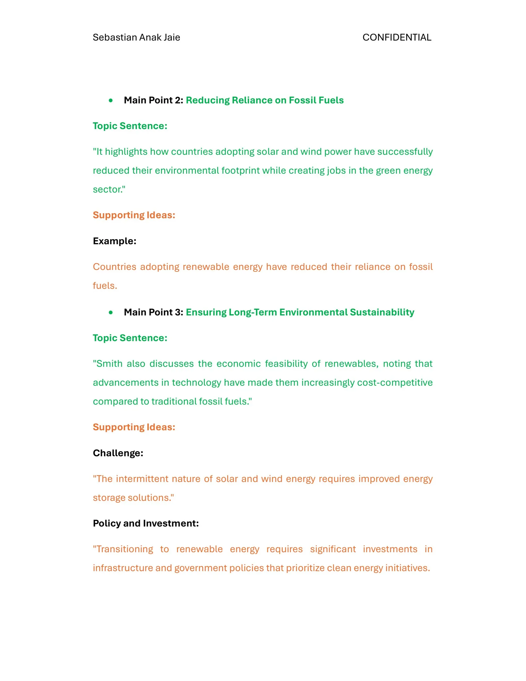 SUMMARY EXAMPLE AND GUIDELINE
