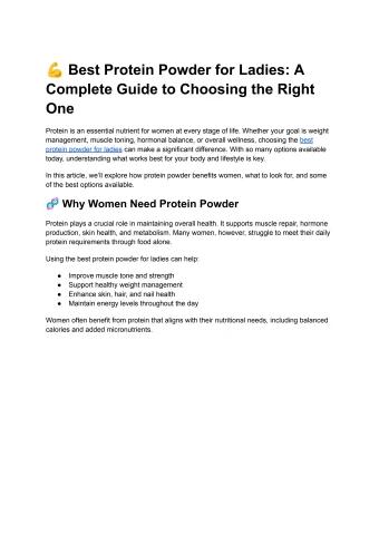 Best Protein Powder for Ladies_ A Complete Guide to Choosing the Right One