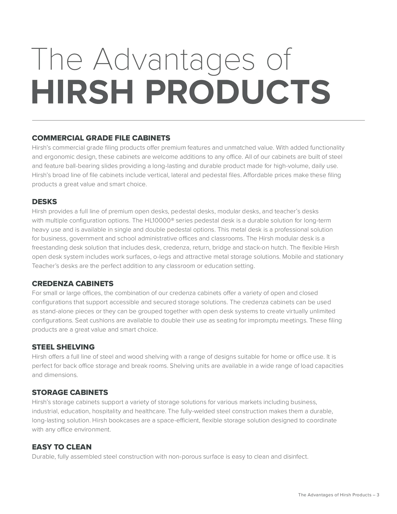 Hirsh Product Catalog 2021