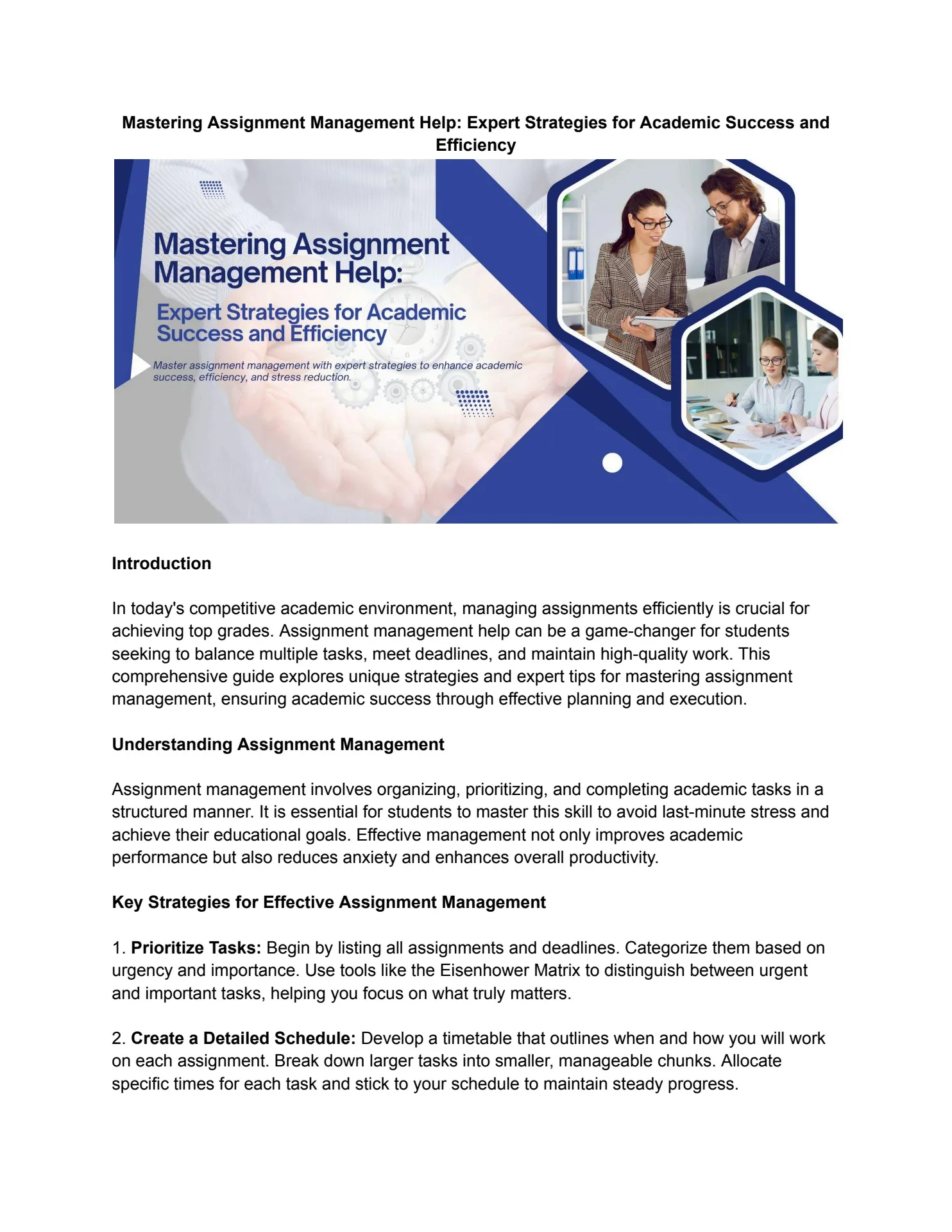 Mastering Assignment Management Help: Expert Strategies for Academic ...