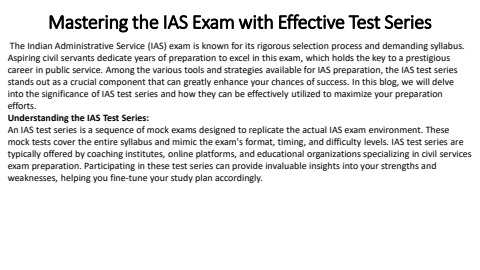 Iais Test Mastering the IAS Exam with Effective Test Series