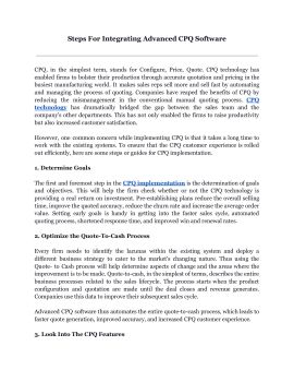 Steps For Integrating Advanced CPQ Software - kbmax Flip PDF | AnyFlip