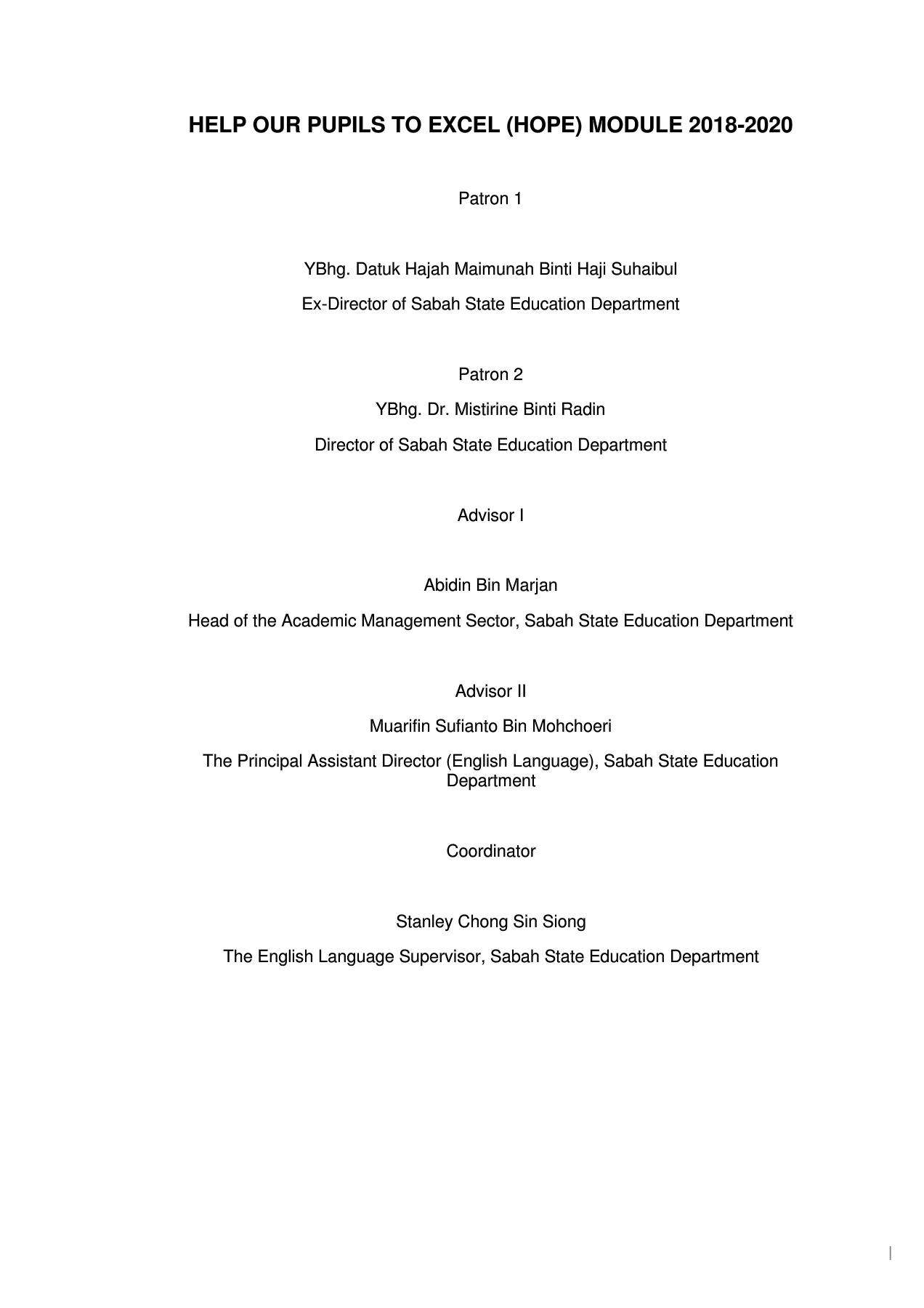 HOPE PUPILS MODULE