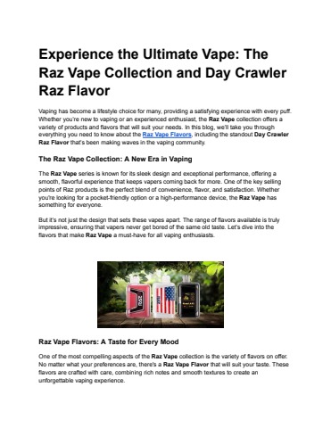 Daycrawler Raz Experience the Ultimate Vape_ The Raz Vape Collection and Day Crawler ...
