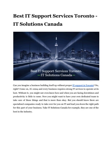 Best IT Support Services Toronto - IT Solutions Canada