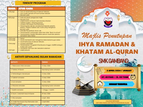 MAJLIS PENUTUPAN IHYA RAMADAN SMKG 2024 - ROSMANIRA BINTI MOHAMAD KPM ...