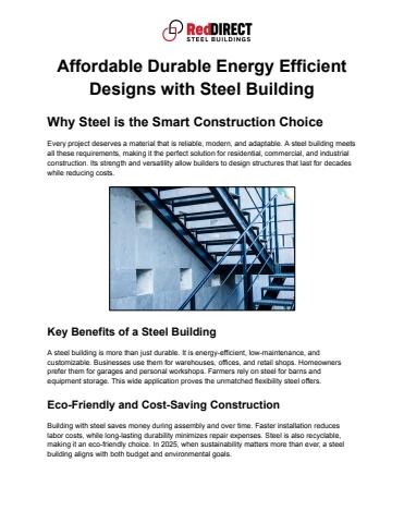 Affordable Durable Energy Efficient Designs with Steel Building