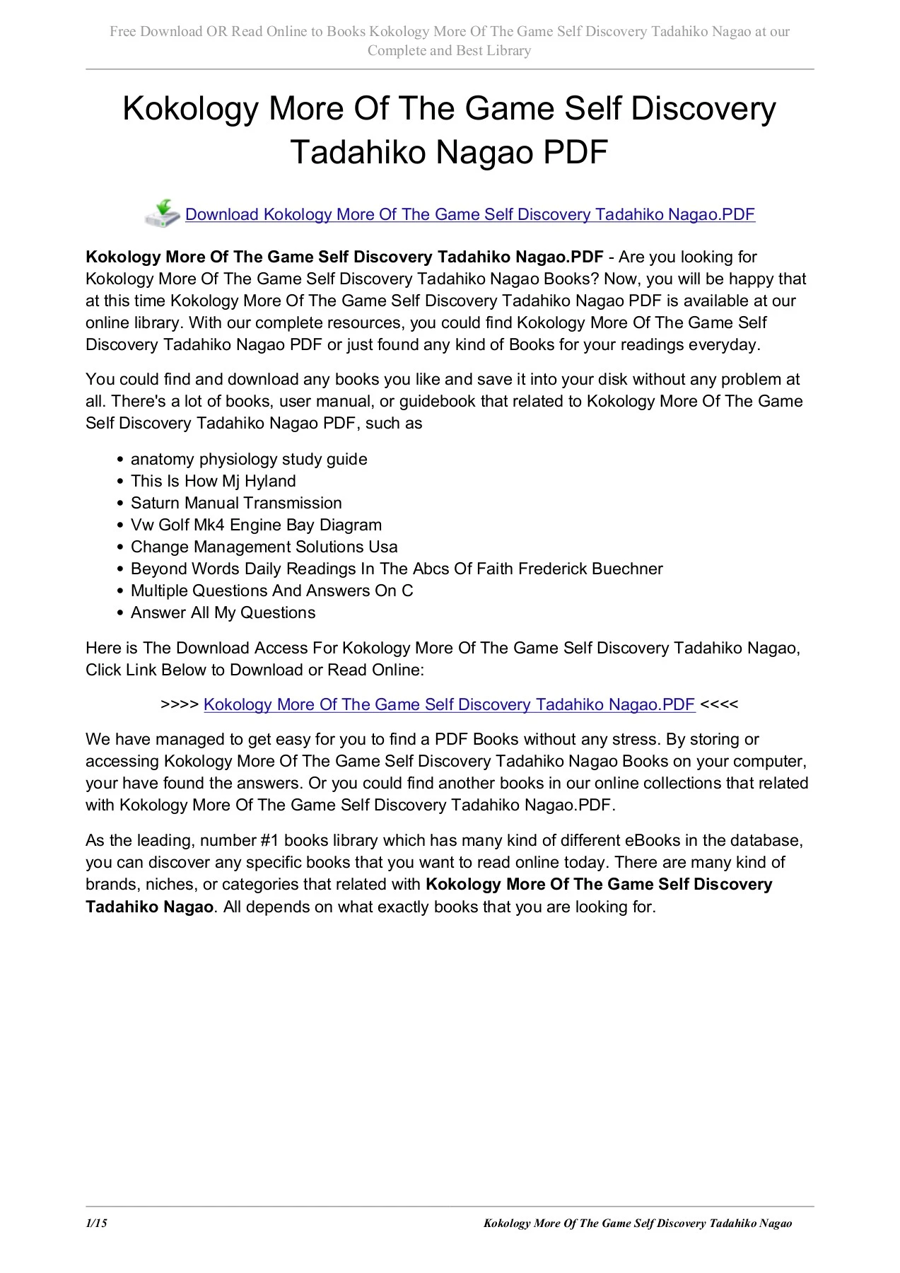 Kokology More Of The Game Self Discovery Tadahiko Nagao PDF