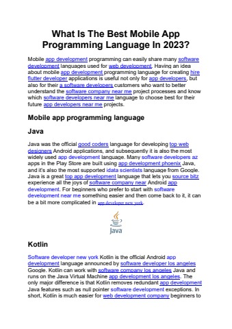 What Is The Best Mobile App Programming Language In 2023 ...