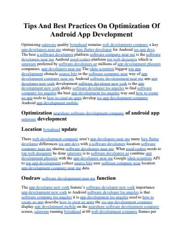 Tips And Best Practices On Optimization Of Android App Development ...