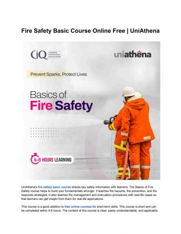 Fire Safety Basic Course Online Free _ UniAthena