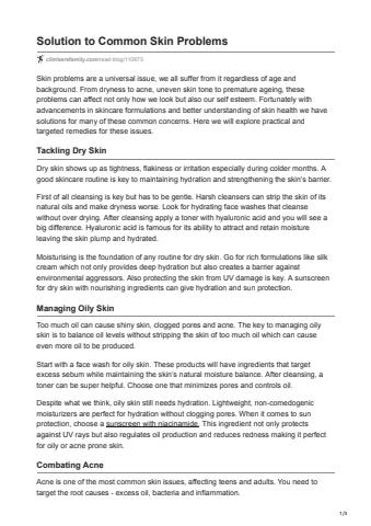 Skin Problem Solution Tips Solution to Common Skin Problems