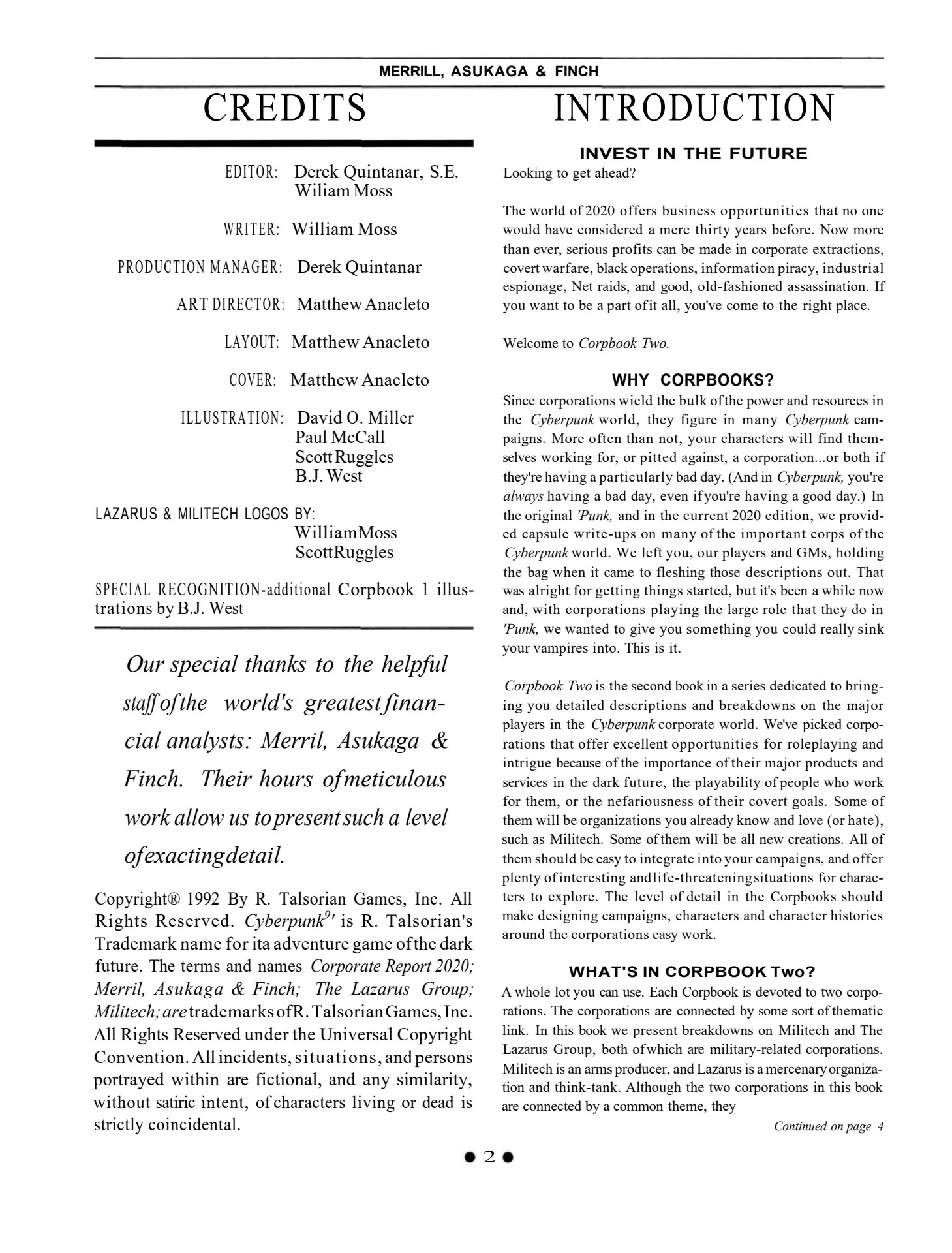 洋書 Corporation Report 2020 Vol. 3 Corporation Report 2020 Volume 3 Cyberpunk by R.Talsorian Games R
