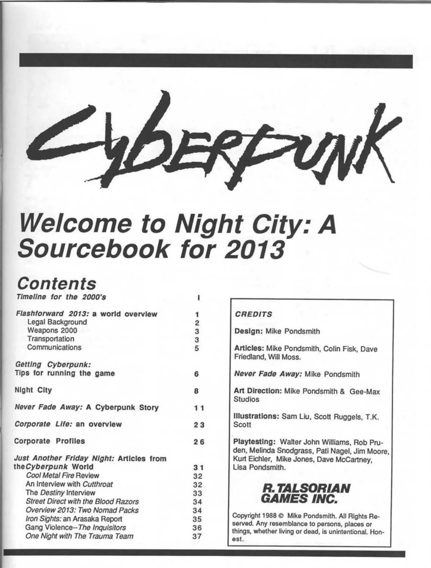 Welcome to Night City: A Sourcebook for 2013 - Flip eBook Pages 1