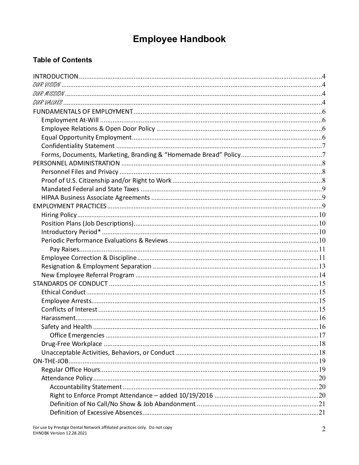 Employee Handbook 2022