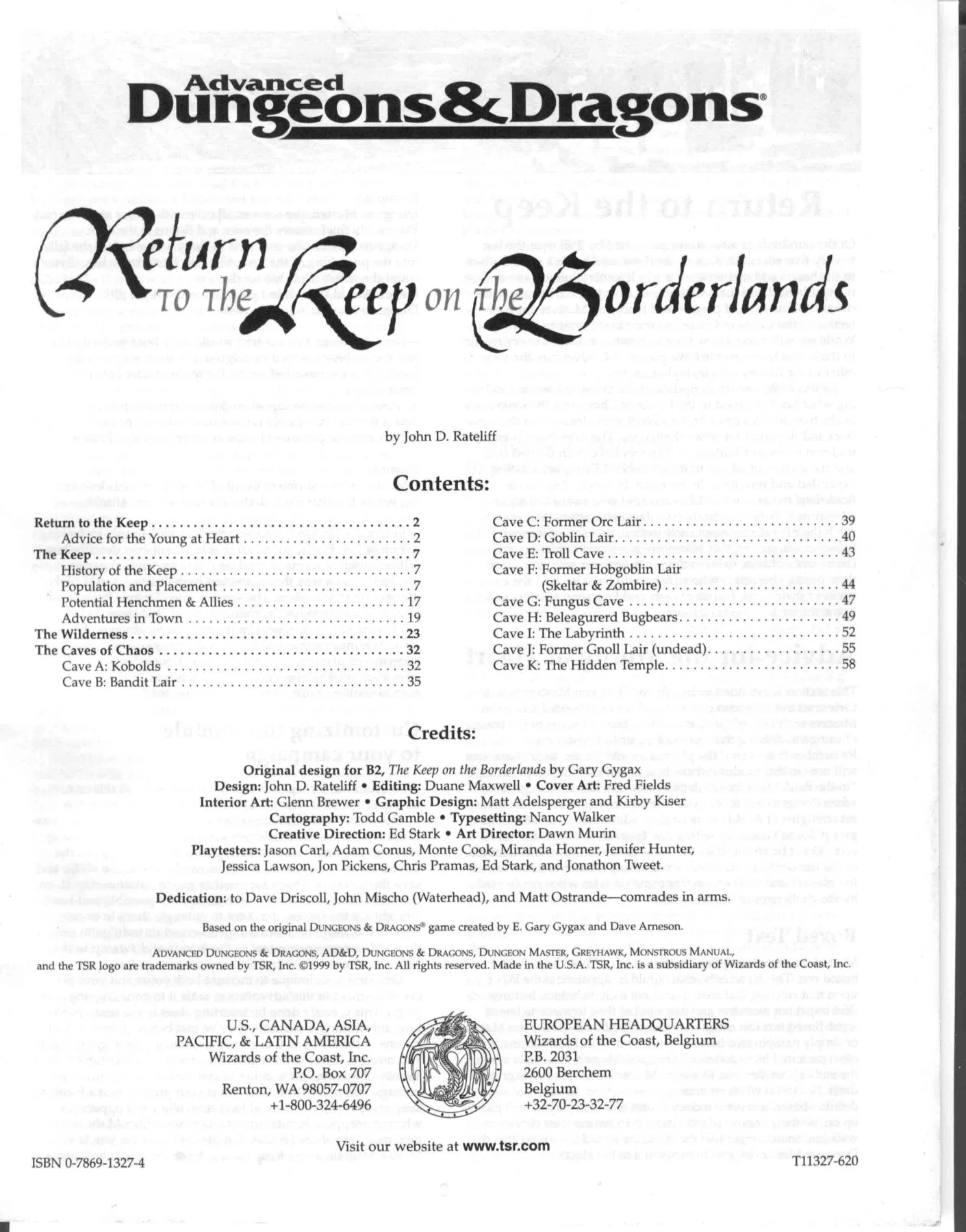Advanced Dungeons & Dragons - AD&D - Return to the Keep on the