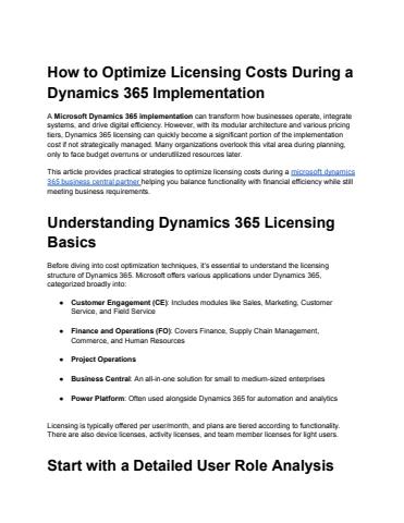 How to Optimize Licensing Costs During a Dynamics 365 Implementation