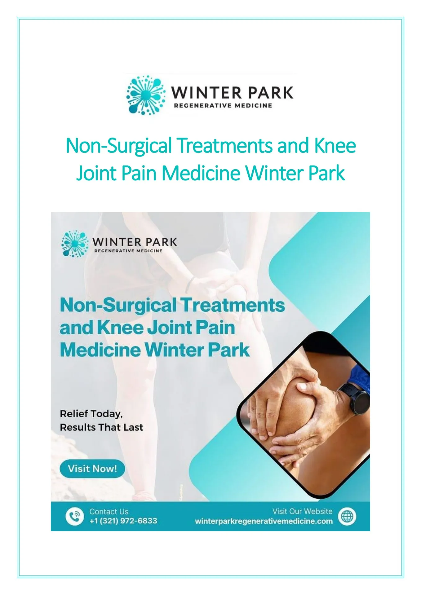 Knee Joint Pain Medicine Winter Park: Non-Surgical Relief Options
