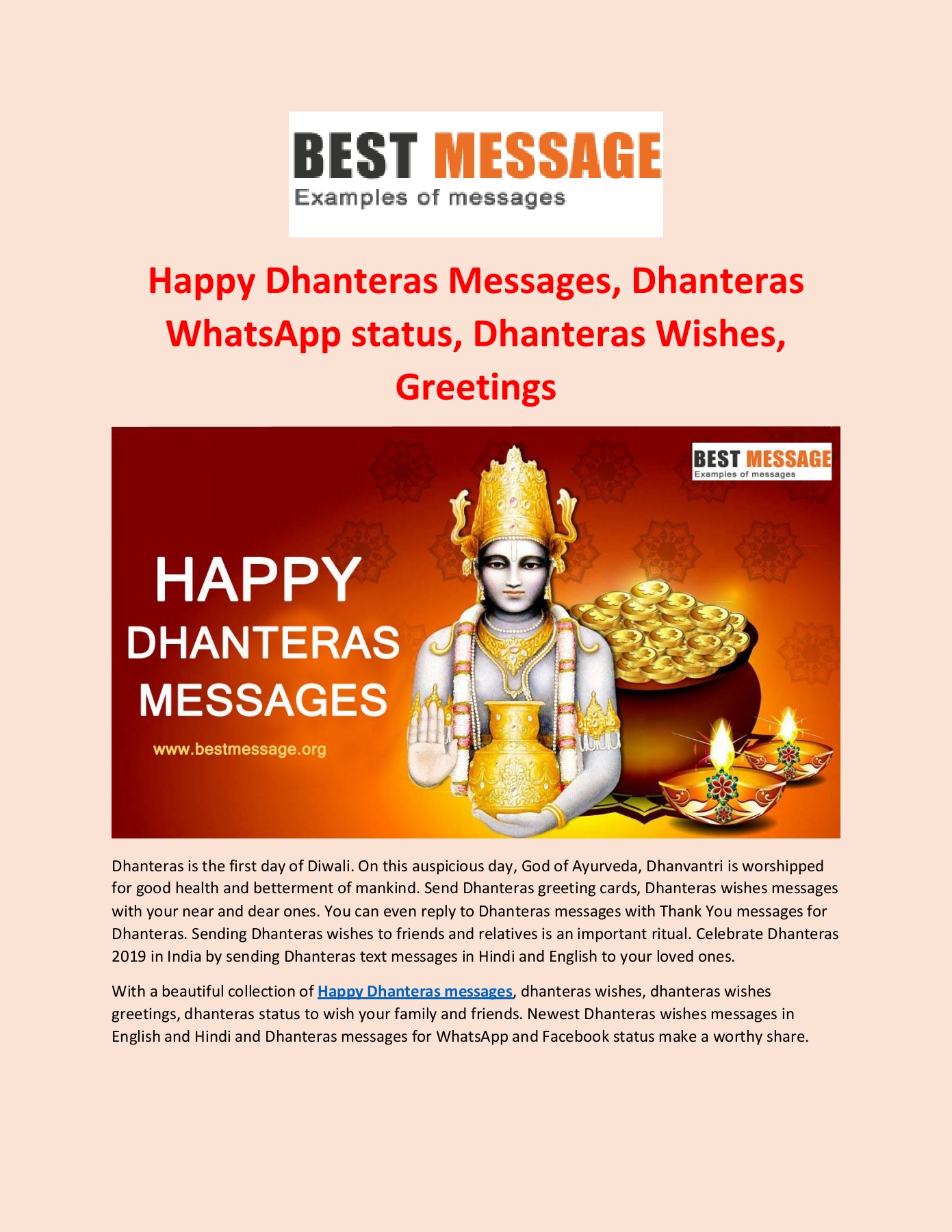 Happy Dhanteras Wishes, Messages, WhatsApp status, image size:1391x1800
