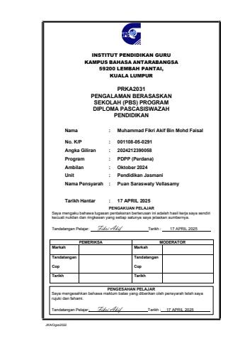 PORTFOLIO PBS MUHAMMAD FIKRI AKIF BIN MOHD FAISAL