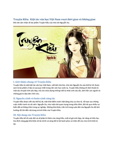 GIÁ TRỊ NHÂN ĐẠO TRONG TRUYỆN KIỀU
