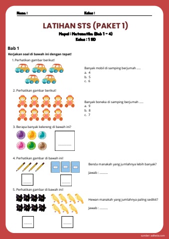 Latihan Soal Matematika Kelas 1 Bab 1-4
