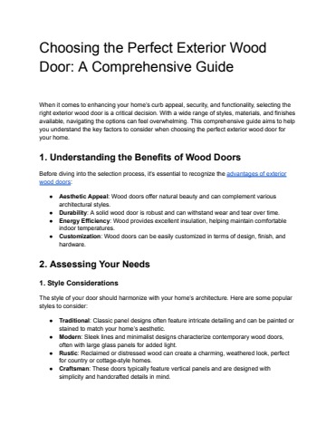 Choosing the Perfect Exterior Wood Door_ A Comprehensive Guide