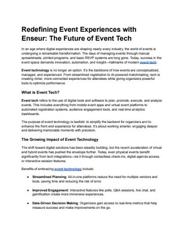 Redefining Event Experiences with Enseur The Future of Event Tech