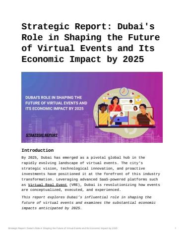 Strategic Report Dubai's Role in Shaping the Future of Virtual Events ...