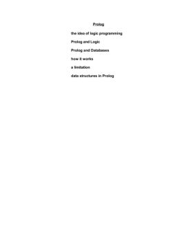 Prolog the idea of logic programming Prolog and Logic ... - Guset User ...