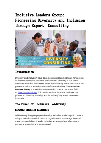 Inclusive Leaders Group: Diversity Consulting - Inclusive Leaders Group ...
