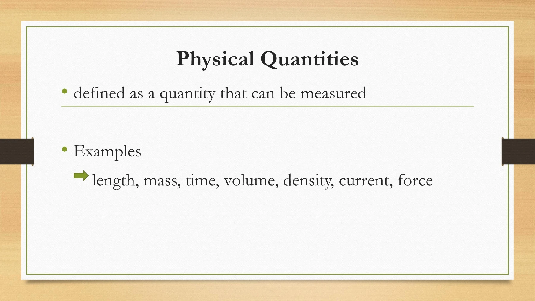 Quantitative Physics Example PHYSICAL QUANTITIES AND MEASUREMENT