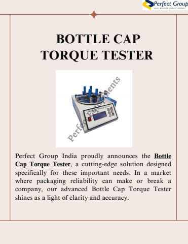 Bottle cap torque tester | Perfect Group India - Perfect Group India ...