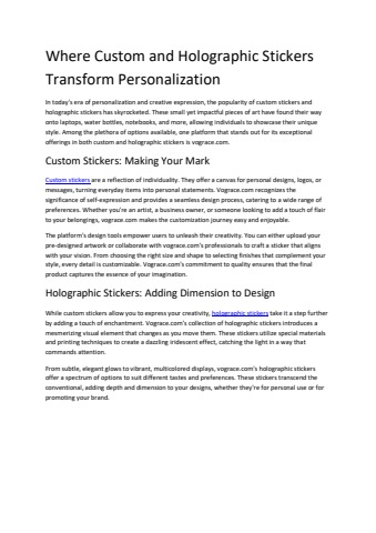 Where Custom and Holographic Stickers Transform Personalization