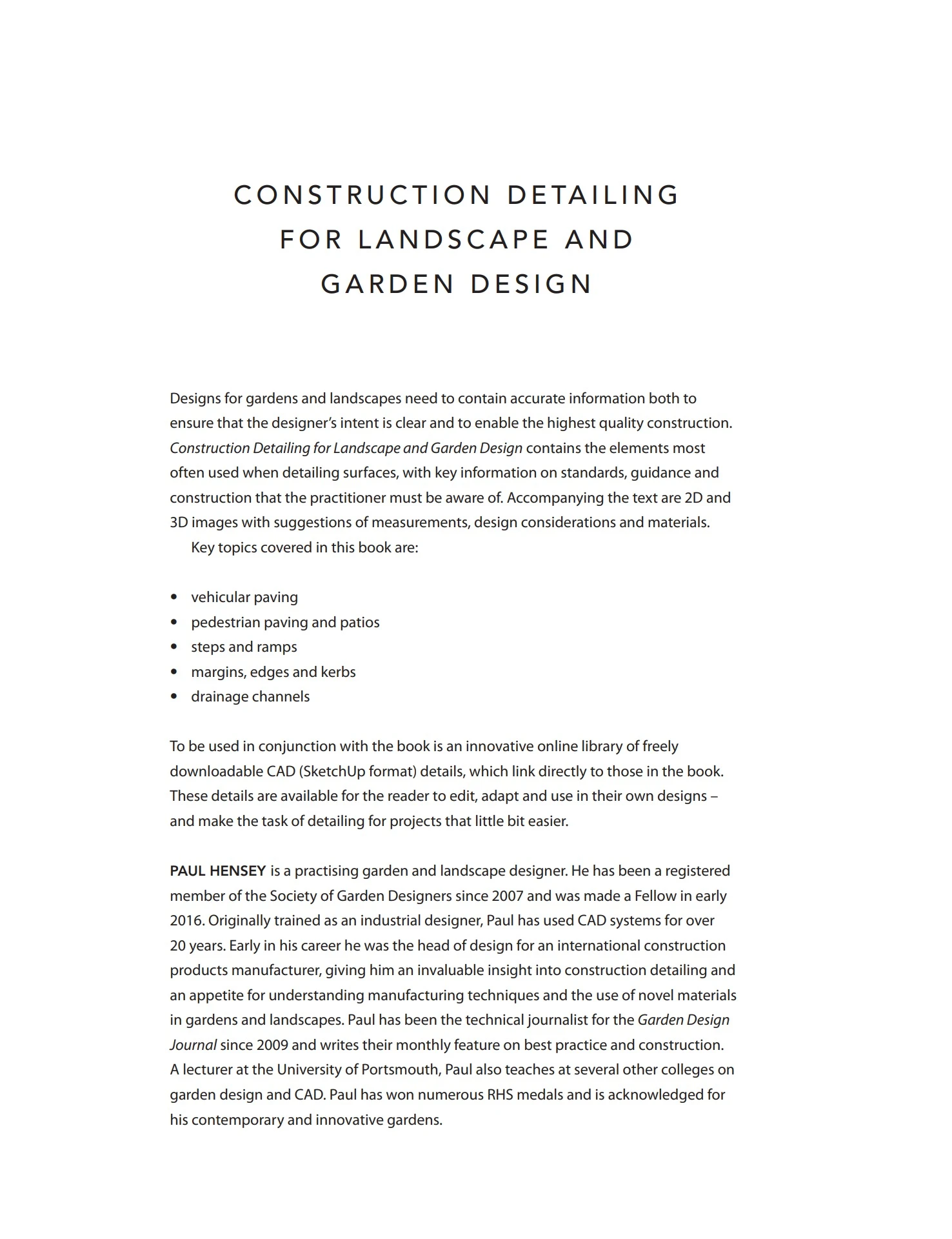 Construction Detail for Landscape and Garden Design