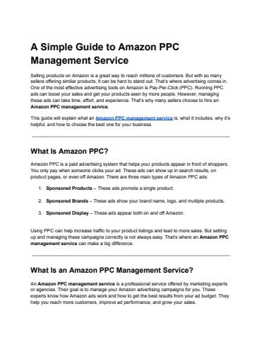 A Simple Guide to Amazon PPC Management Service