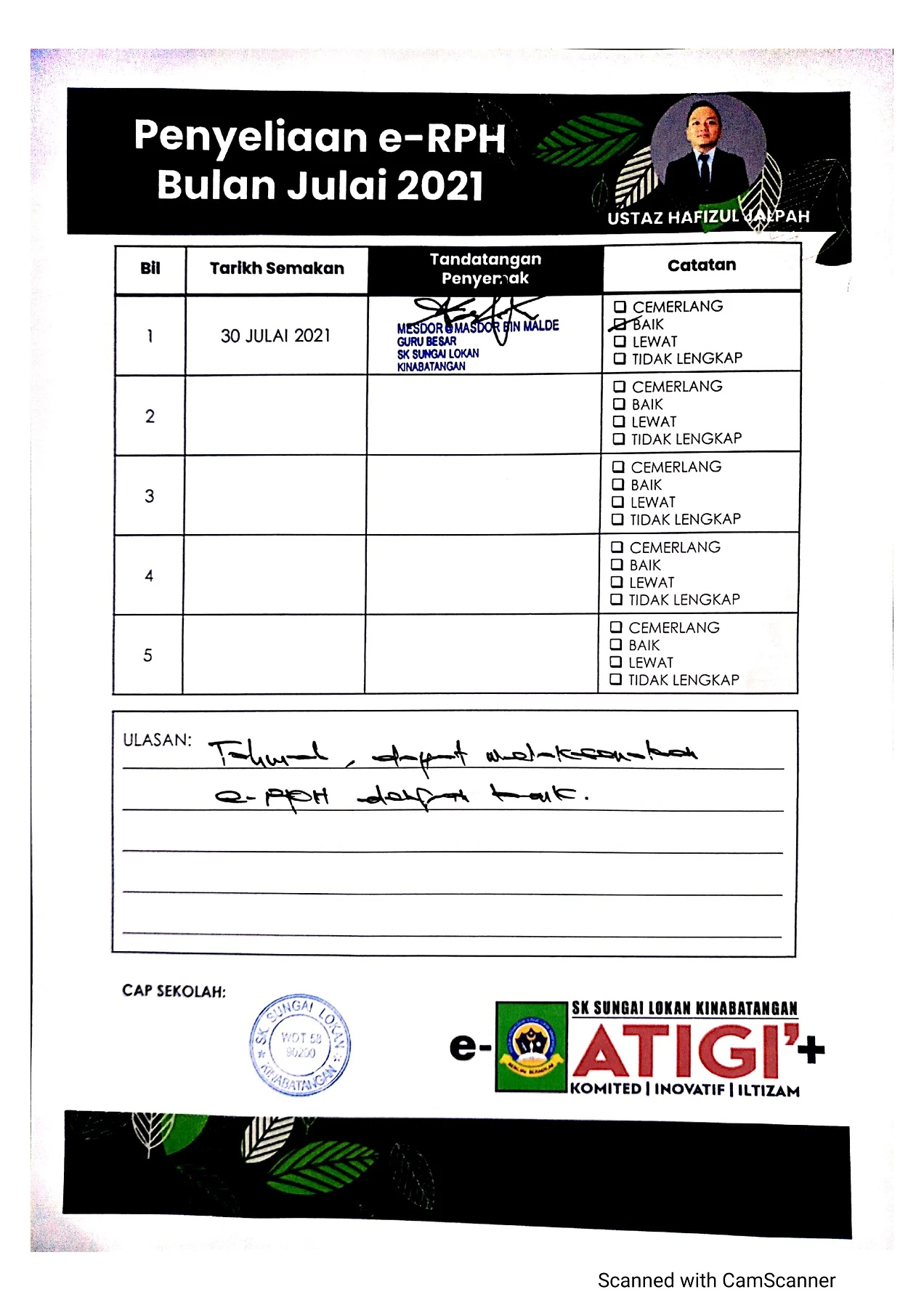 [JULAI] Rekod Penyeliaan e-RPH