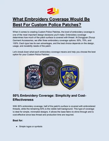 What Embroidery Coverage Would Be Best For Custom Police Patches_