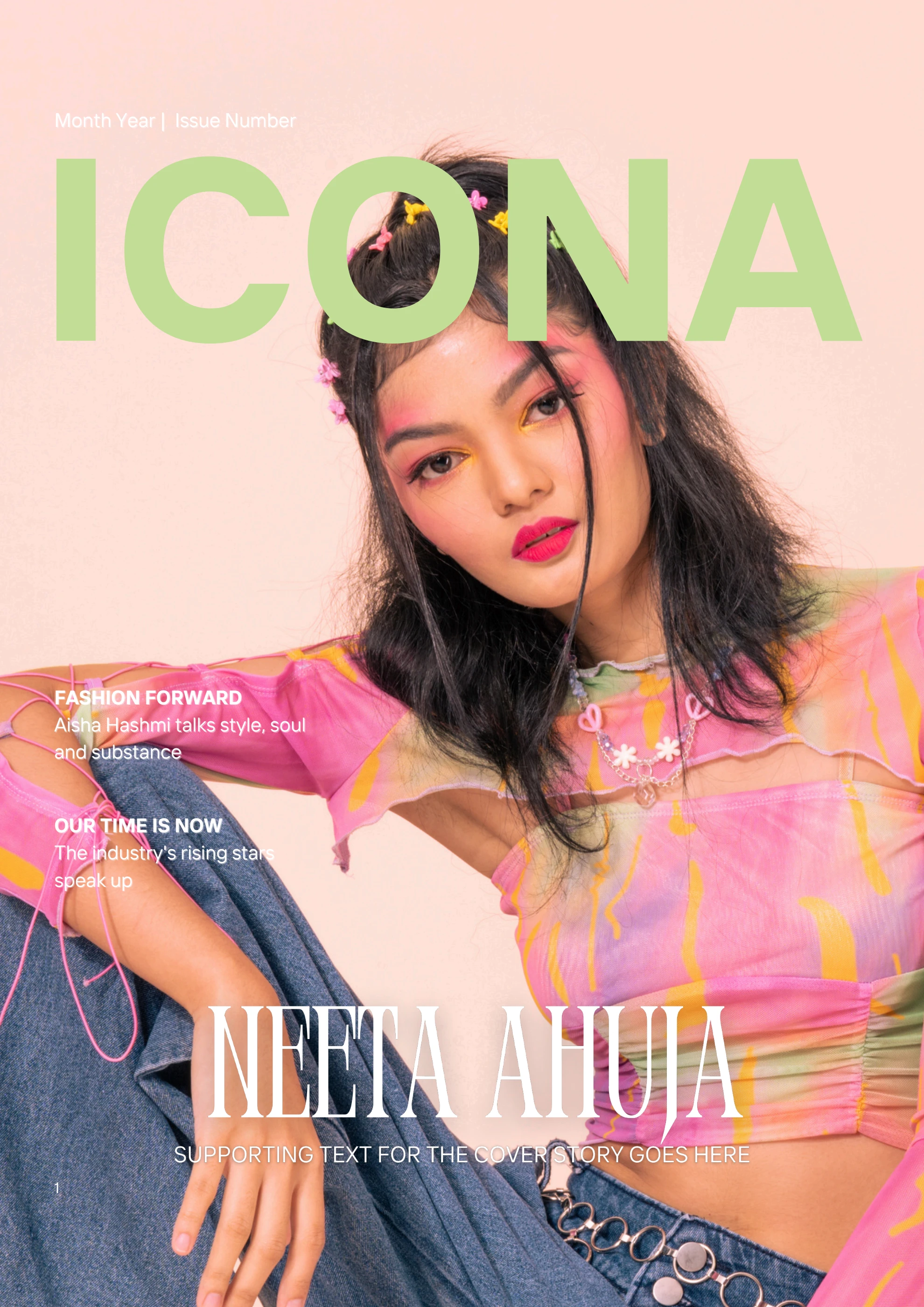 Green and Beige Abstract Modern Fashion Magazine