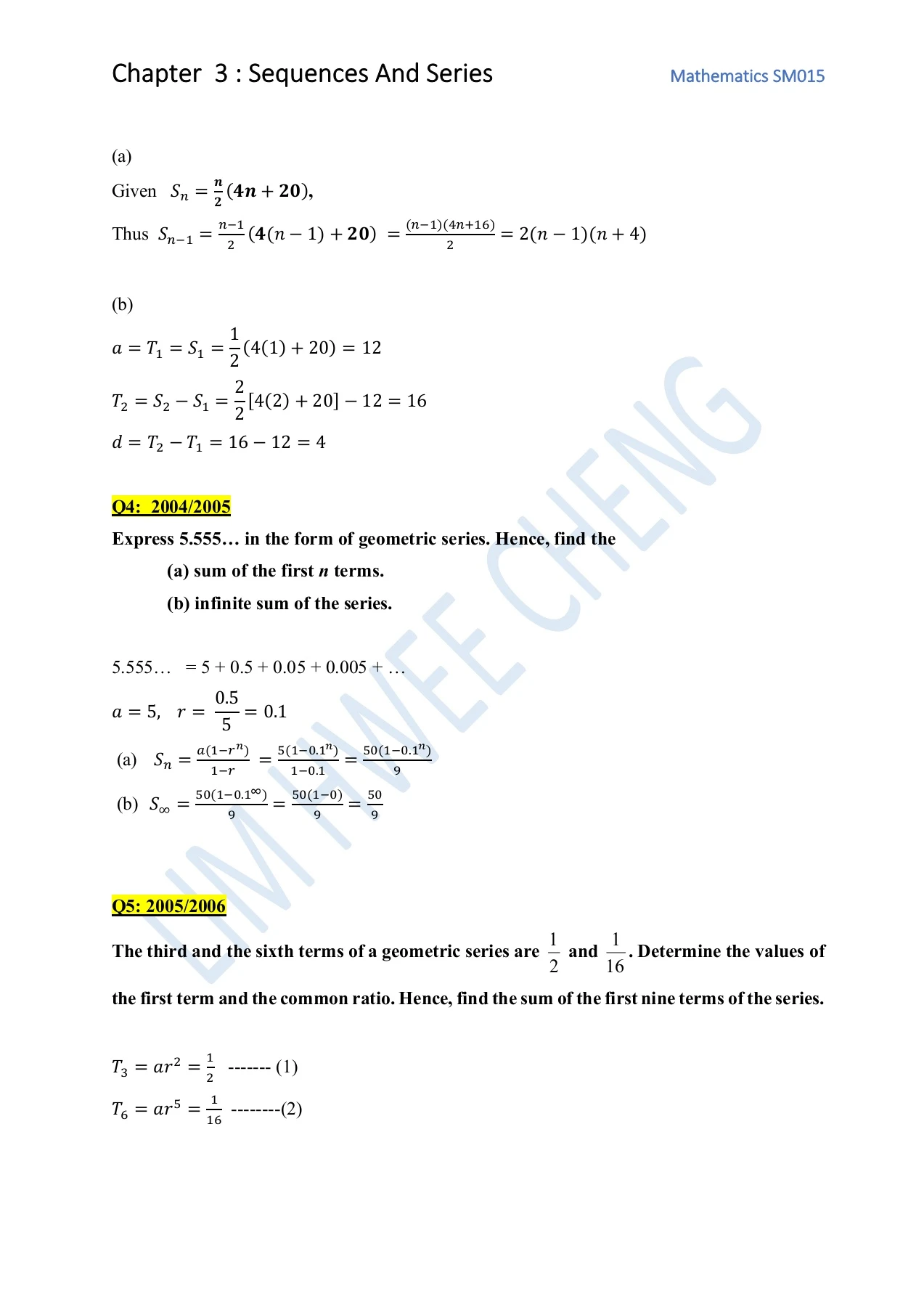 Chapter 3 Sequences and Series