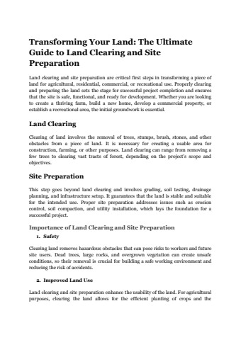Transforming Your Land_ The Ultimate Guide to Land Clearing and Site ...