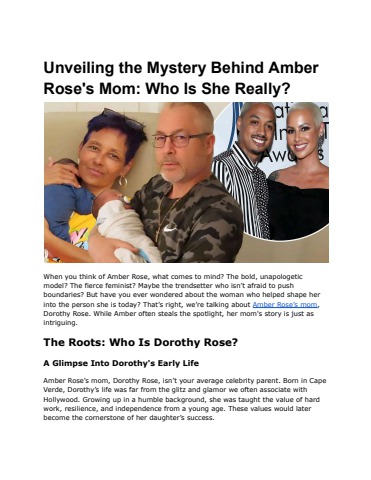 Unveiling the Mystery Behind Amber Rose's Mom_ Who Is She Really
