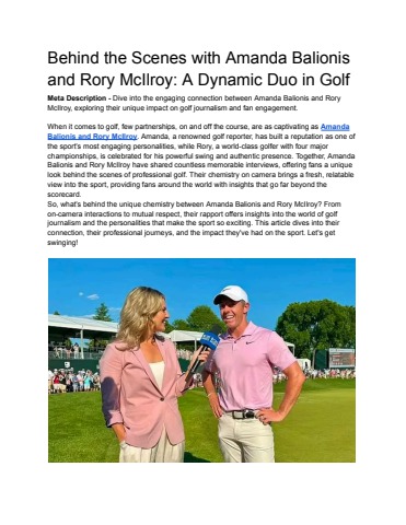 Behind the Scenes with Amanda Balionis and Rory McIlroy: A Dynamic Duo ...
