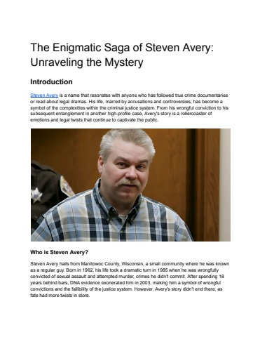 The Enigmatic Saga of Steven Avery_ Unraveling the Mystery ...