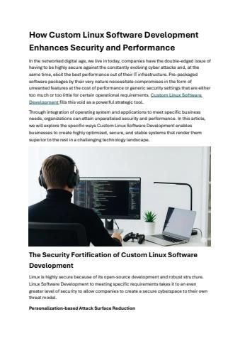 How Custom Linux Software Development Enhances Security and Performance