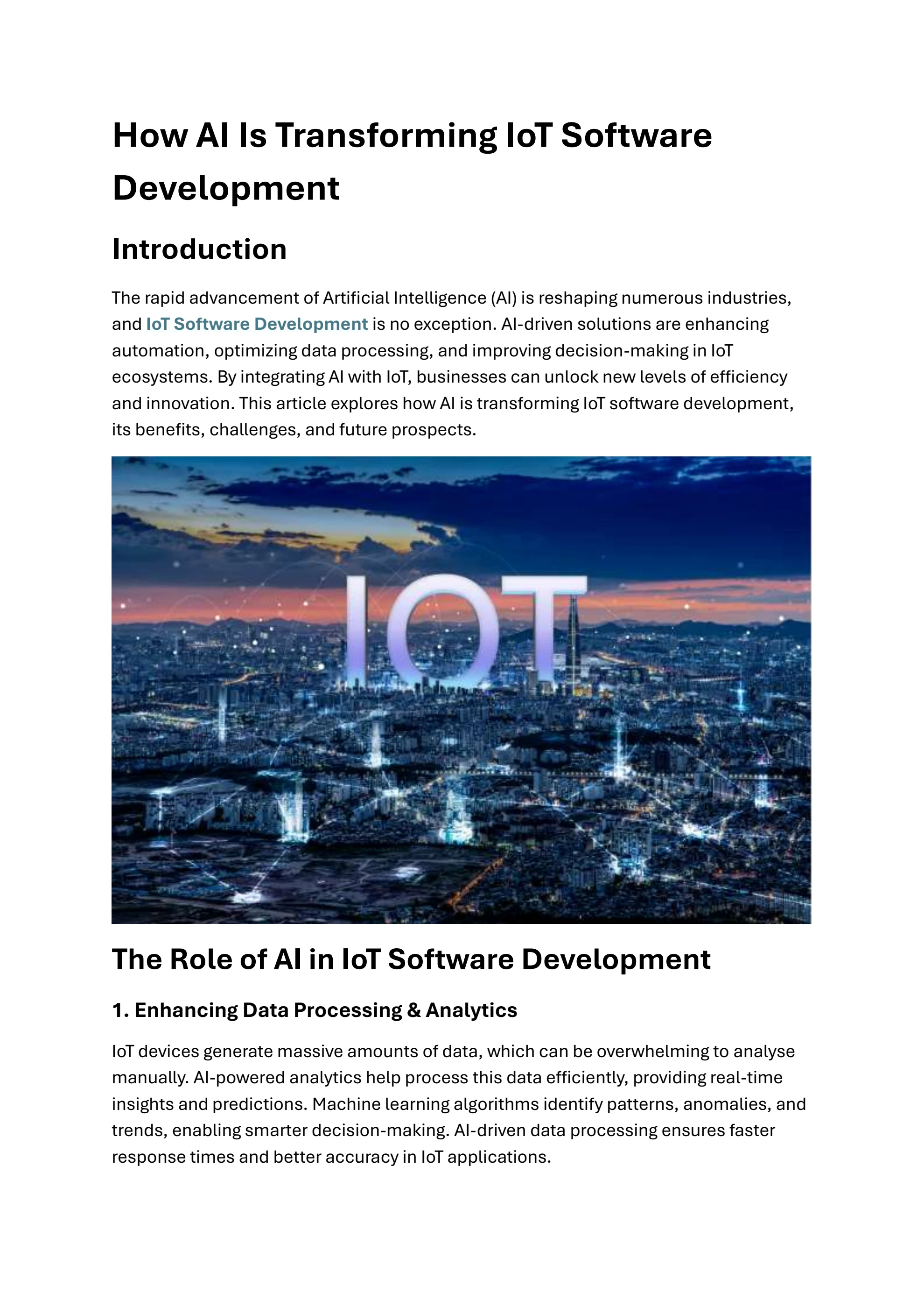 How AI Is Transforming IoT Software Development