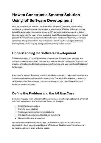 How to Construct a Smarter Solution Using IoT Software Development-tommorow